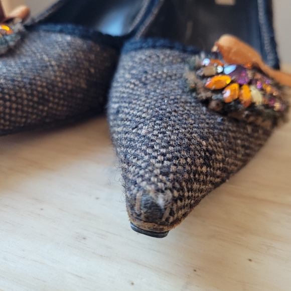 Prada Tweed Jewel Embellished Kitten Heel Pumps 38.5 - Picture 7 of 13